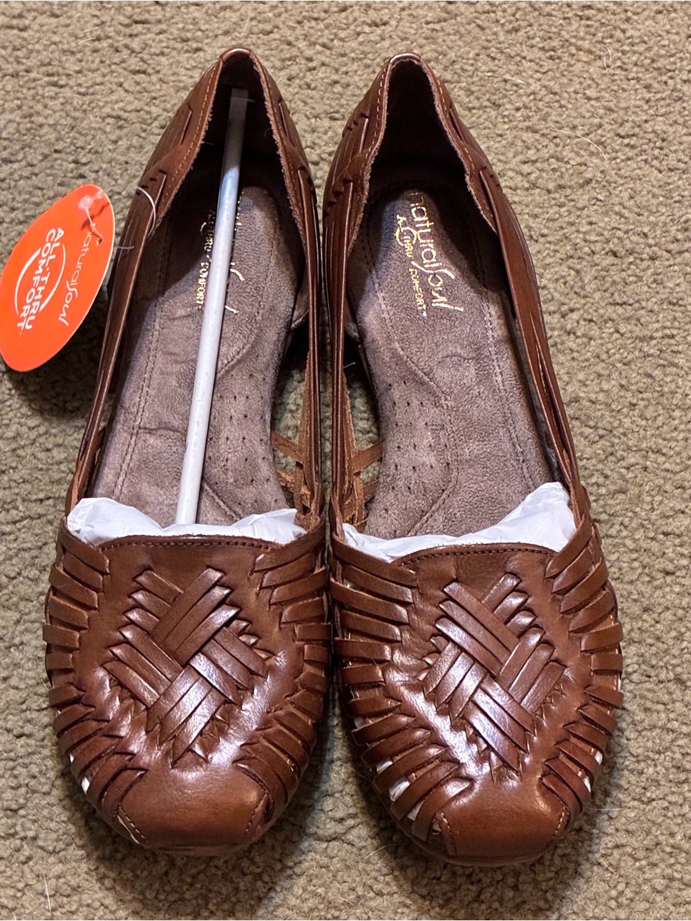 Natural Soul By Naturalizer Brown Leather Slip On Flat Shoes Women’s 8.5 Sandals